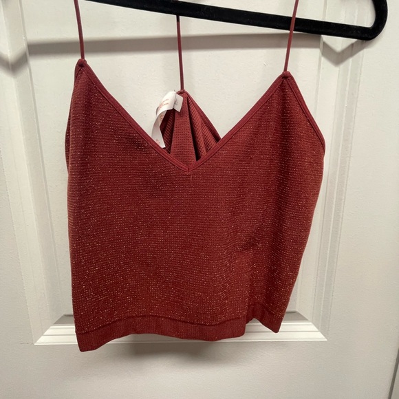 Colsie Tops - Red crop tank with gold glitter